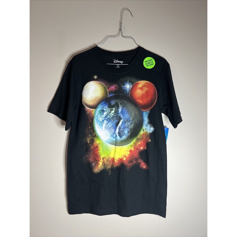 Disney Mens T-Shirt Planet Mickey Mouse Black Small NWT Tee Top